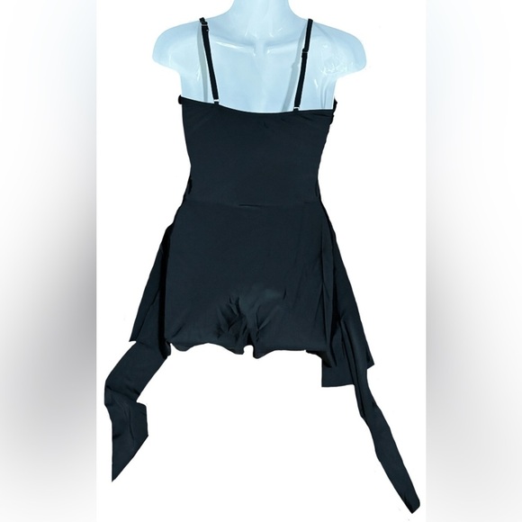 Women’s Black One Piece Swimsuit with Flowing Ruffled Draped Sides Size Small - Picture 2 of 3